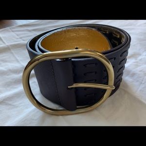 Wide brown and gold Tahari belt size M